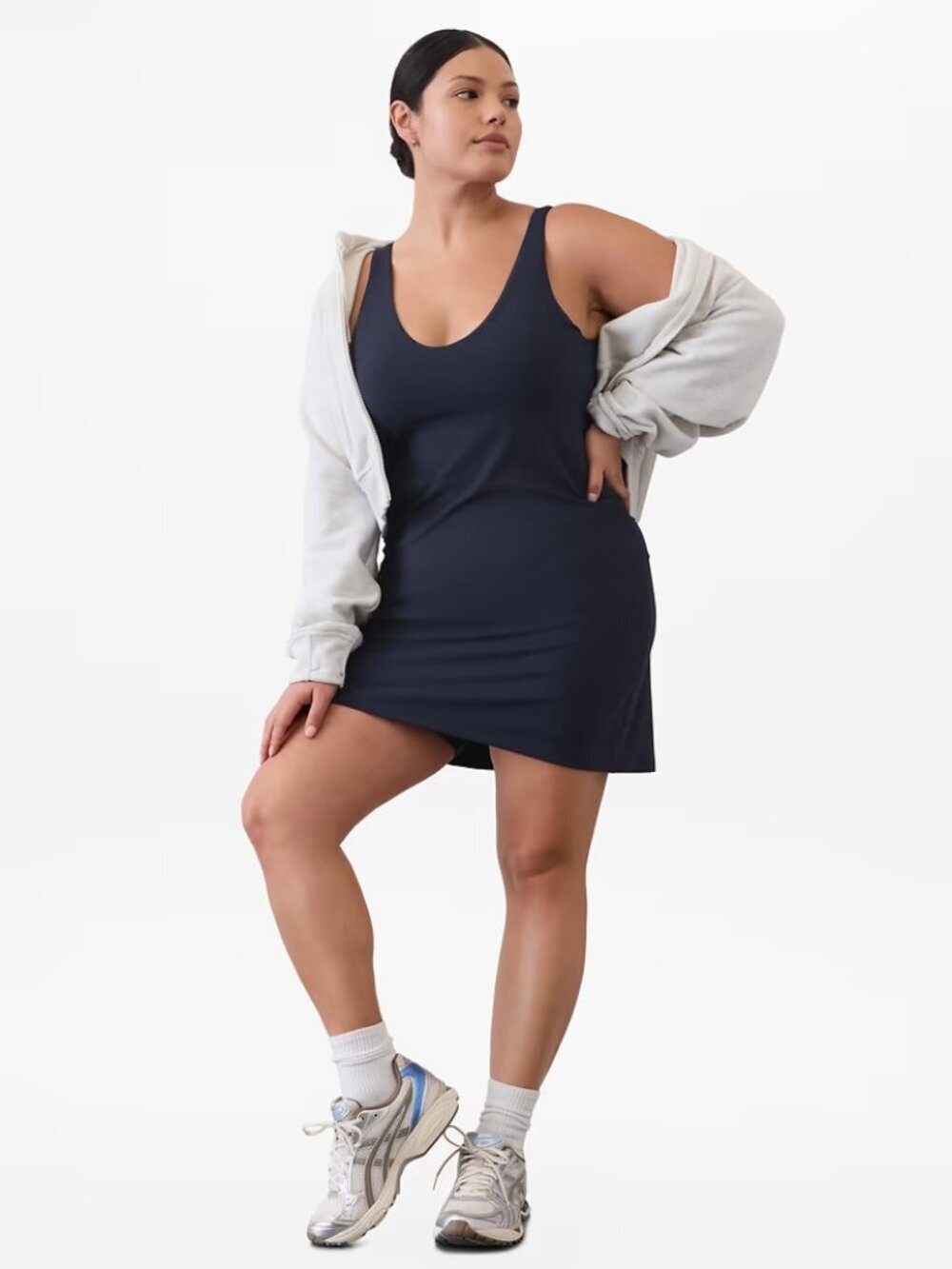 Athleta Transcend Dress in Navy Blue.
